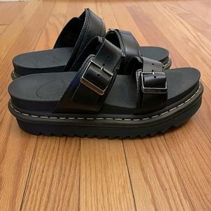 Dr. Martens MYLES BRANDO LEATHER BUCKLE SLIDE SANDALS